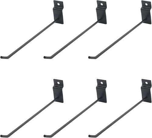 Miniatura 12 de Paquete de 6 ganchos Slatwall, ganchos resistentes para uso general, rejilla de metal de grado comercial, surtido de estanterías de almacenamiento