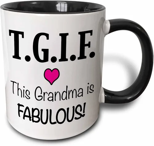 Miniatura 7 de 3dRose TGIF This Grandma is Fabulous, Pink 11oz Two-Tone Green Mug