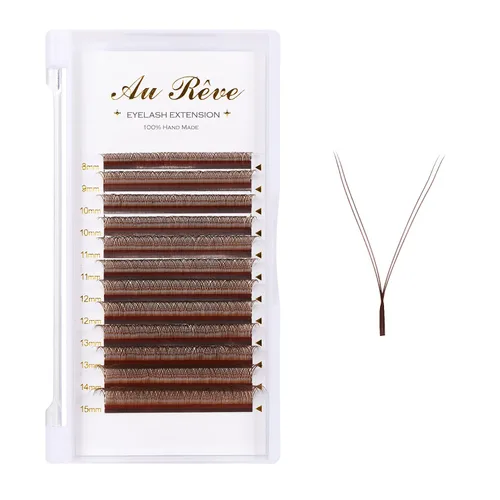Extensiones de pestañas en Y de colores, YY, extensiones de pestañas postizas en abanico, extensiones de pestañas marrones, rizo D, 0.003 in,