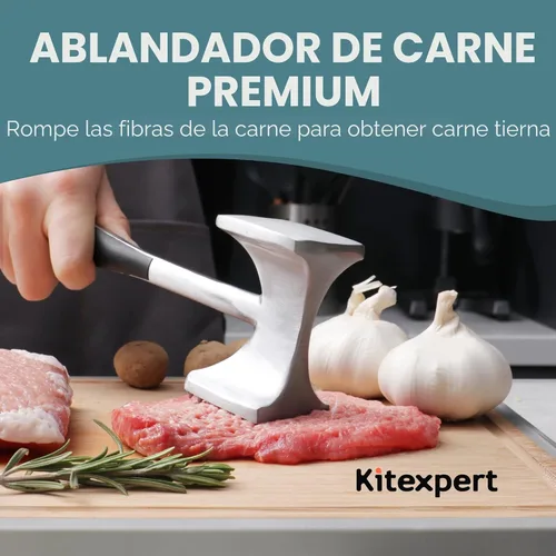 Miniatura 2 de KITEXPERT Martillo ablandador de carne con mango de agarre cómodo, mazo de doble cara para cocina, resistente para ablandar bistec, carne de res