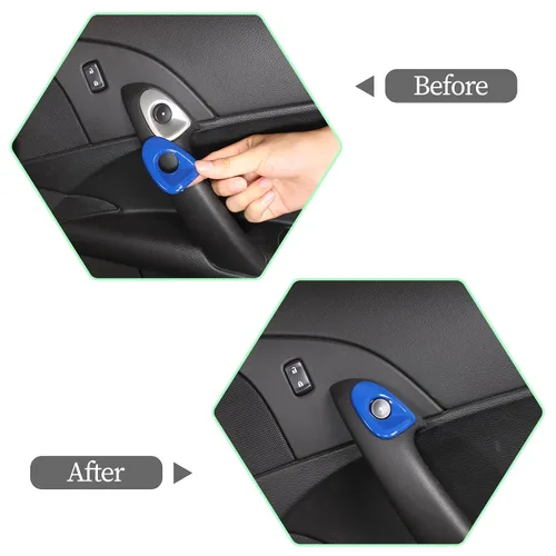 Miniatura 3 de PIUGILH Interruptor de bloqueo de puerta de coche decoración de botón, ABS accesorios interiores marco cubierta kit de ajuste para Corvette C6 2005