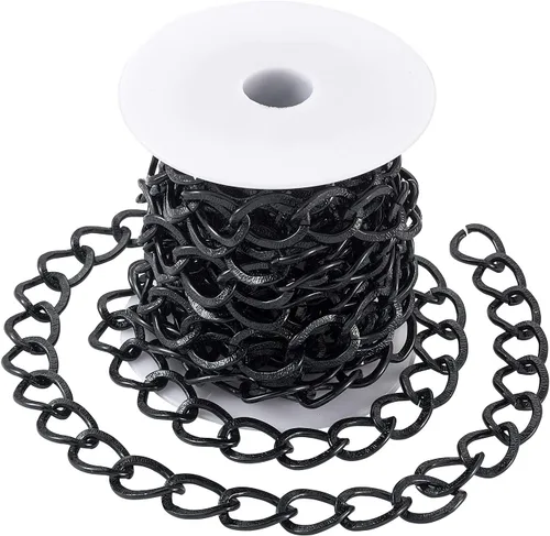 Miniatura 33 de FASHEWELRY Cadena de eslabones de aluminio de 16.4 pies sin soldar, rollo de cadenas de eslabones dorados con carrete para hacer collares, joyas