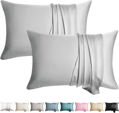 Miniatura 8 de Fundas de almohada de seda 100% 2 unidades, tamaño estándar, seda de morera para cabello y piel, juego de 2, seda de grado superior 6A, suave, Negro