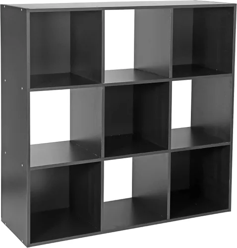 Miniatura 8 de Sistema de estantería organizadora de 9 cubos, estantes de madera, paneles traseros extraíbles, compartimentos para dormitorio, sala de estar