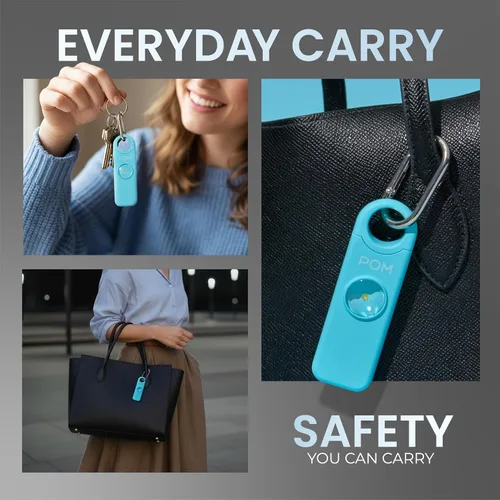 Miniatura 2 de POM Alarma de seguridad personal para mujer – Sirena de emergencia de 130 dB, recargable por USB-C con linterna LED brillante, diseño de llavero