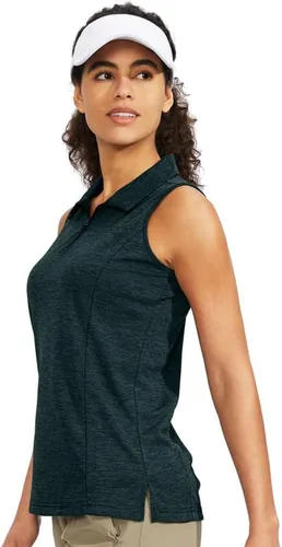 Miniatura 2 de Viodia Camiseta de golf sin mangas para mujer, con cremallera, de secado rápido, camisetas polo para mujer, ropa de golf