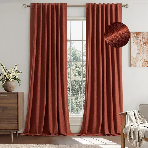 Miniatura 13 de EMEMA - Cortinas opacas de lino color beige, 72 pulgadas de largo, 2 paneles para dormitorio o sala de estar, con aislamiento térmico, 100%
