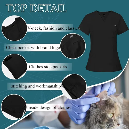 Miniatura 3 de VIAOLI Conjunto de ropa quirúrgica para mujer, conjunto de camiseta médica y pantalón deportivo, ropa de trabajo, clínico moderno, traje atlético
