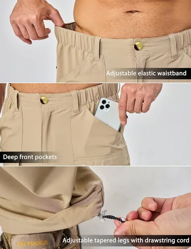 Miniatura 6 de Little Donkey Andy Pantalones elásticos convertibles para hombre, con cremallera, ligeros, de secado rápido, para senderismo, pesca, viajes