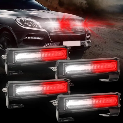 Miniatura 8 de Luces estroboscópicas de emergencia para vehículo, 4 en 1 LED de 32 W, montaje en superficie, barra de luz estroboscópica intermitente de Rojo