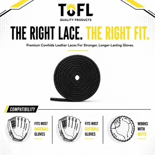 Miniatura 6 de TOFL 72" Baseball Glove Lace Strips - Flat Shaped Cowhide Leather Lacing for Gloves, Mitts & DIY Repair