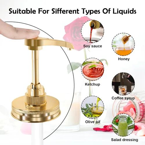 Miniatura 3 de Tapas dispensadoras de jarabe y miel para tarro de masón, dispensador de plástico y tapa de acero inoxidable para boca regular de 2.75 pulgadas