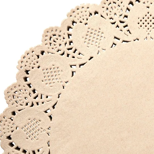 Miniatura 6 de Juvale Manteles individuales de papel, redondos de 12 pulgadas, color marrón, 250 unidades, manteles individuales desechables y tapices de encaje