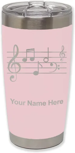 Miniatura 15 de LaserGram Vaso aislado al vacío de 20 onzas, personal de música, grabado personalizado incluido (negro)