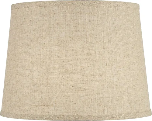 Miniatura 3 de Juego de 2 pantallas de lámpara de tambor de tapa dura (premontada), lino de arpillera mediana de 11 pulgadas superior x 13 pulgadas inferior x 9.5