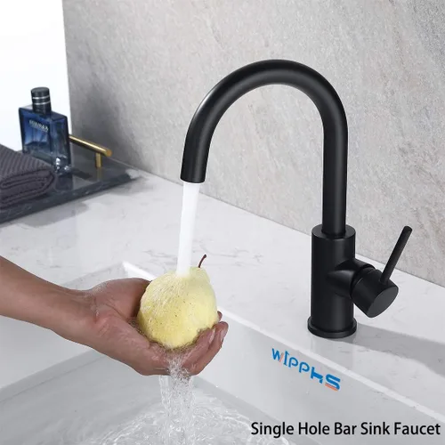 Miniatura 5 de Grifos de fregadero de barra de un solo agujero, mini grifos de fregadero de cocina negro mate, una manija de 1 agujero, moderno grifo de fregadero