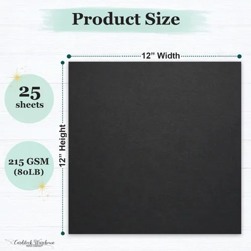 Miniatura 2 de Cardstock Warehouse Foundations - Papel de cartulina Blacktop 100% reciclado, 25 hojas, 12 x 12 pulgadas, 80 libras, 215 GSM, cartulina negra