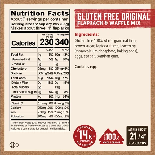 Miniatura 2 de Kodiak Cakes Mezcla de panqueques de proteína sin gluten, mezcla de flapjack y gofres de proteínas, 100% de grano entero, sin gluten, panqueques