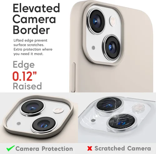 Miniatura 2 de IceSword Funda compatible con iPhone 15 Stone de silicona líquida delgada y protectora, suave antiarañazos, beige claro, crema y arena cálida