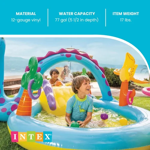 Miniatura 4 de Centro de juego inflable tierra de dinosaurios de Intex, 31 x 90 x 44 pulgadas, a partir de 2 años 2-Multicolor