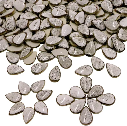 60 azulejos de mosaico de cerámica de transformación de horno para manualidades, gotas de lluvia de puntos negros y blancos, piezas de cerámica a