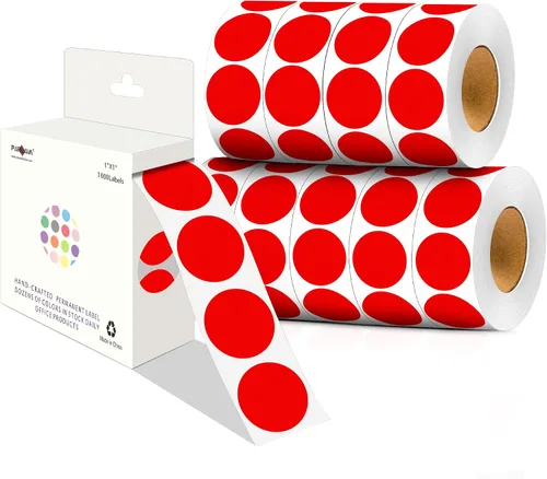 Miniatura 26 de PARLAIM Pegatinas adhesivas permanentes redondas de 1 pulgada con código de color en forma de puntos, 1000 por rollo, caja dispensadora de Azul