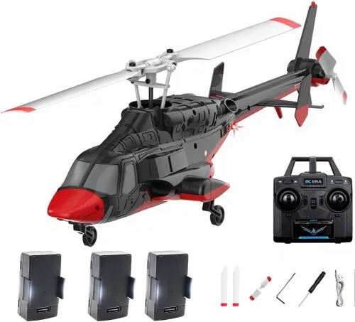 Miniatura 8 de Modelo de helicóptero RC, A61 escala 1/53 Air-Wolf 2.4G 4CH avión RC de un solo rotor con retención de altitud de flujo óptico