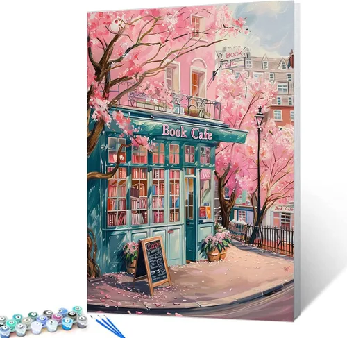 Miniatura 35 de Aihonmin Estantería 6 Pack Pintar por Números para Adultos Libros Pintura DIY sobre Lienzo con Pinceles Pigmento Manualidades DIY Pintura Acrílica