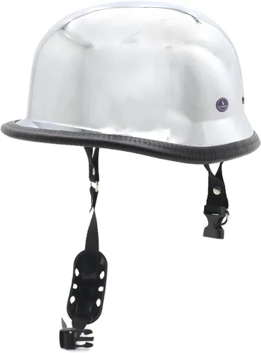 Miniatura 7 de (Talla L) Casco plateado DOT motocicleta alemán de media cara Biker Street Chopper Cruise [P/N: MT506-003-L-CD] Talla grande