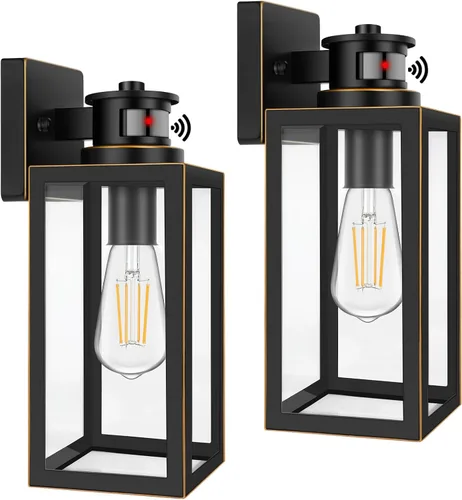 Miniatura 8 de Paquete de 2 luces para exteriores con sensor de movimiento, lámparas de pared actualizadas del atardecer al amanecer, luces de pared con sensor