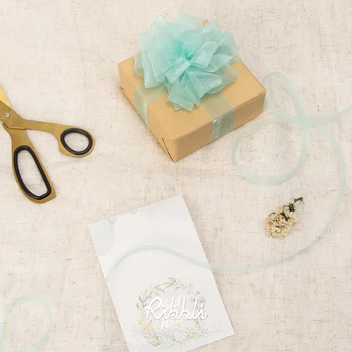 Miniatura 6 de Ribbli Cinta de organza azul aguamarina, 1 pulgada x 50 yardas, cinta transparente azul para envolver regalos, envoltura de galletas, decoración