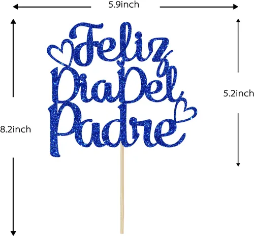 Miniatura 3 de Feliz Día del Padre - Decoración para tartas, decoración para tartas del día del padre, decoración de fiesta del día del padre, purpurina azul