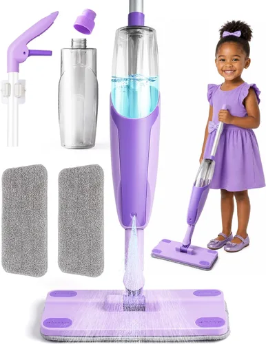 Miniatura 10 de Juego de juguetes de limpieza para niños, mini trapeador de aerosol rosa, juguetes Montessori, herramienta de limpieza para niños pequeños