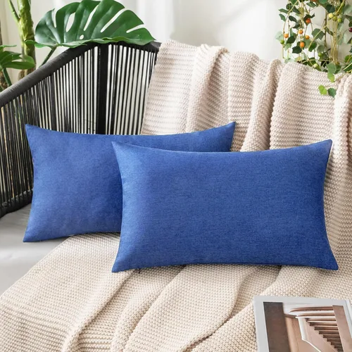 Miniatura 33 de MIULEE Paquete de 2 fundas decorativas para almohadas de exterior, sólidas, impermeables, de lino sintético, estilo granja de jardín, fundas de Óxido