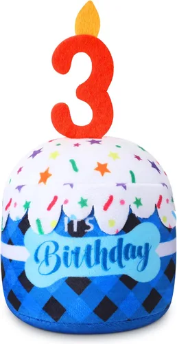 Miniatura 17 de Dansydaisy Accesorios de juguete de pastel de cumpleaños para perros, regalos para niñas y niños, juguete de peluche chirriante para decoración