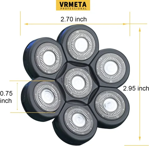 Miniatura 7 de 7 Blades - Cabezales de repuesto para afeitadora eléctrica para hombre, cuchillas flotantes afiladas 7D para afeitadora giratoria (7 cabezales