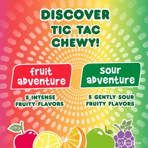 Miniatura 12 de TIC TAC CHEWY! Fruit Adventure Candy, caramelo masticable afrutado, 7 onzas (el embalaje puede variar)
