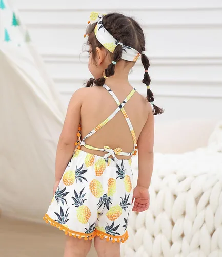 Miniatura 14 de UNICOMIDEA 6M-3T Traje sin espalda para bebé niña traje mameluco con diadema