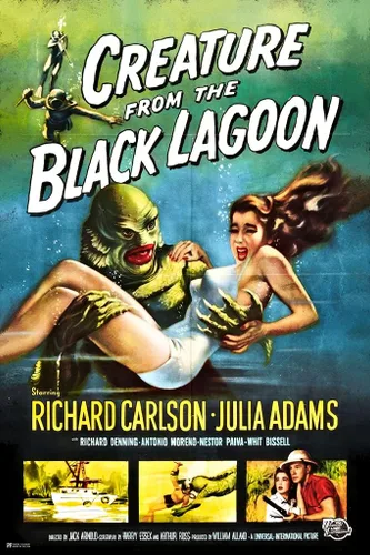 Póster de Criatura de la Laguna Negra, Póster vintage de película de terror, monstruo clásico, Halloween, póster de pared genial de 12 x 18 pulgadas