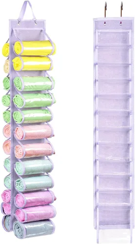 Bolsa de almacenamiento para leggings con colgador, puede contener 24 leggings o camisas, compartimento para jeans, colgador de almacenamiento