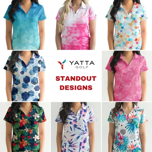 Miniatura 3 de YATTA Golf Polo de golf prémium para mujer, secado rápido, resistente a las arrugas y absorbe la humedad, trajes de golf para mujer