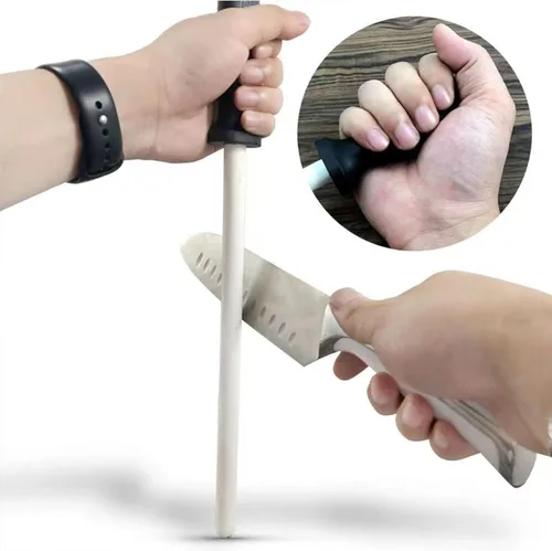 Miniatura 5 de Varilla de afilar de acero de 8 pulgadas, varilla profesional para afilar cuchillos, varilla afiladora de cuchillos para cuchillo de cocina y tijeras