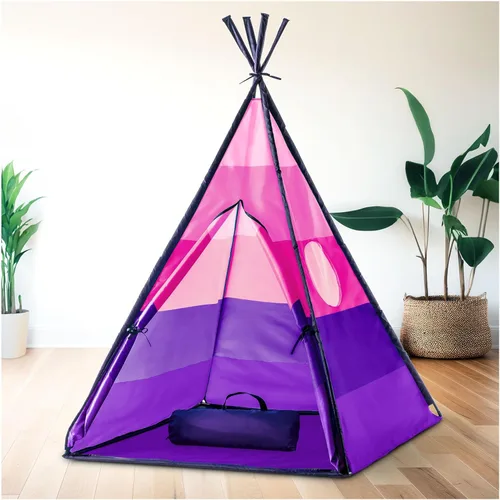 Miniatura 2 de USA Toyz Happy Hut Tienda de campaña tipi para niños, tipi desplegable para interiores, casa de juegos para niños, niñas, niños pequeños con bolsa