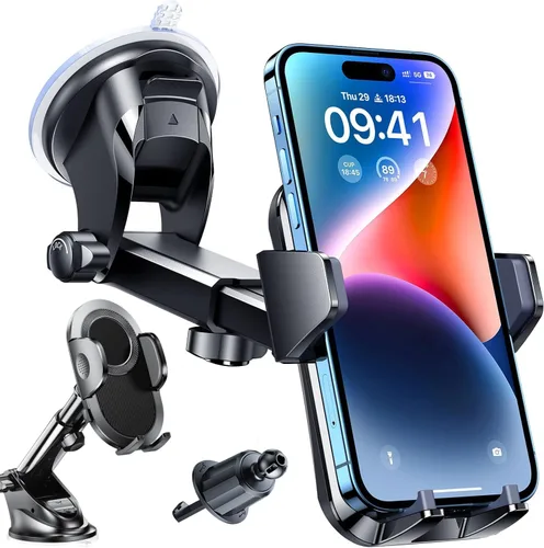 Soporte para teléfono de automóvil, rotación de 360°, versión mejorada con fuerte potencia de succión, soporte de teléfono para