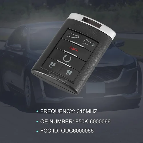 Miniatura 3 de X AUTOHAUX OUC6000066 - Llavero remoto de repuesto para Cadillac Escalade 07-14 para Escalade ESV 2007-2014 850K-6000066 con botón de 6 teclas