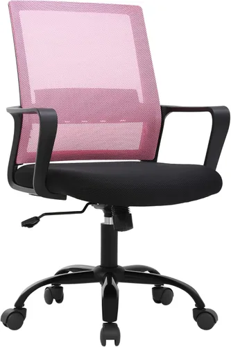 PayLessHere Silla de oficina para computadora, silla ergonómica de malla, respaldo medio, silla giratoria para oficina en casa, silla de escritorio