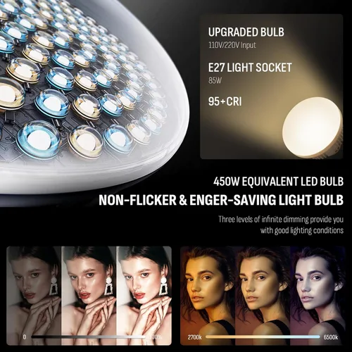 Miniatura 2 de NiceVeedi Iluminación de fotografía de 85 W, paquete de 2 kits de iluminación softbox profesional de 20 x 28 pulgadas con brazo de pluma de 42