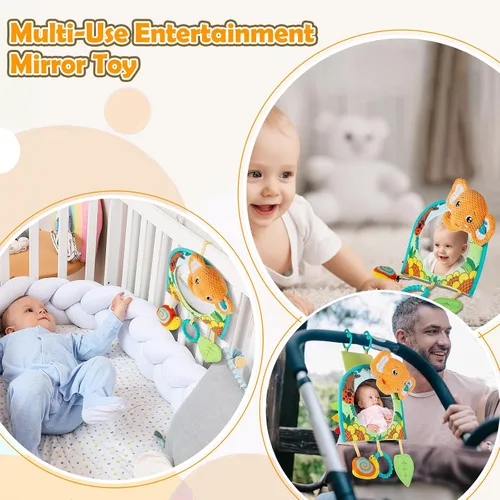 Miniatura 4 de Lynncare Juguete para Asiento de Automóvil, Espejo Juguete para Bebé Orientado Hacia Atrás, Centro de Actividades de Viaje para Bebé con Juguetes