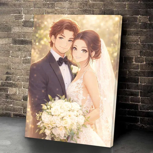 Miniatura 2 de Retrato de anime personalizado de lujo, impresión de retrato de pareja personalizada, retratos de fotos, regalo personalizado para ella, él, esposa