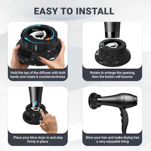 Miniatura 6 de Difusor universal de pelo para secador de pelo, se adapta a todos los secadores de 1.4 a 2.4 pulgadas, accesorio difusor iónico profesional